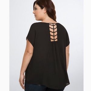 Torrid Cage Back Dolman Black 3x Sheer Blouse